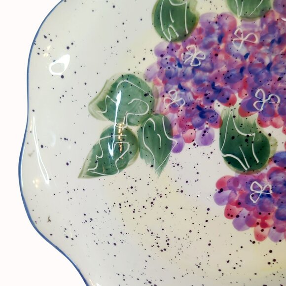 Julie Ueland Enesco 1998 Hand-Painted Floral Hydrangeas Ceramic Bowl - Picture 4 of 5